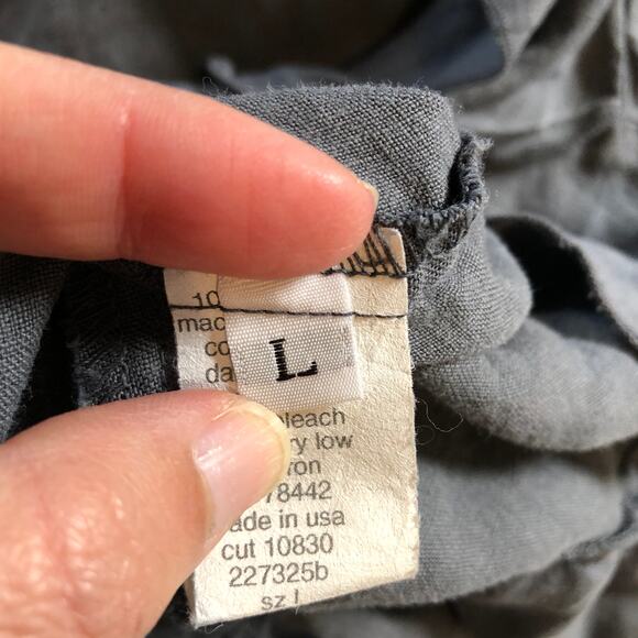 VTG 90s Russ Berens Malibu Gray Ruffle Midi Dress L Coastal Minimalist Made USA - Picture 10 of 12